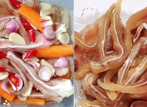 Tai lợn muối xông khói ăn liền 