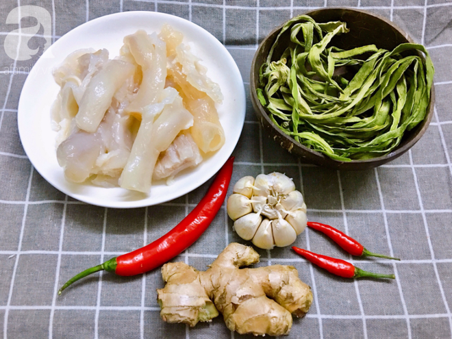 Nguyên liệu làm Gân bò muối rau tiến vua