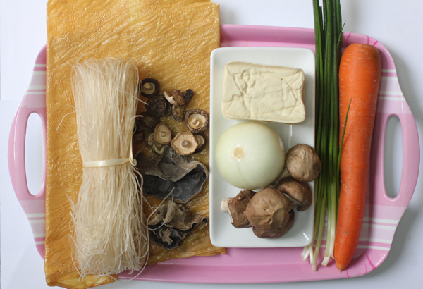 Nguyên liệu làm món nem phù trúc chay